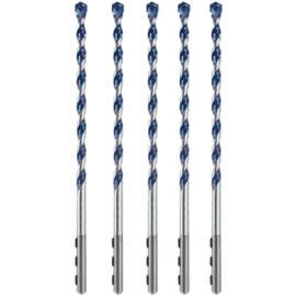 Bosch HCBG0605T Hammer Drill Bit Set, 1/4 in Dia, 6 in OAL, Milled Flute, 1/4 in Dia Shank, Hex Shank