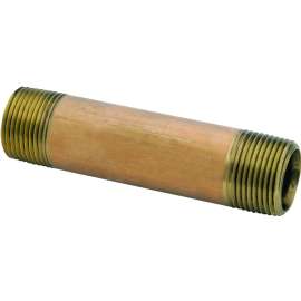 Anderson Metals 38300-0640 Pipe Nipple, 3/8 in, NPT, Brass, 890 psi Pressure, 4 in L