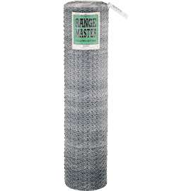 Rangemaster 6004 Poultry Net, 150 ft L, 60 in W, 20 Gauge, Hexagonal Mesh, 2 in Mesh, Steel