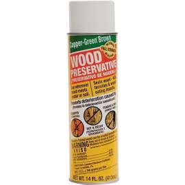 GREEN PRODUCTS 33008 Wood Preservative, Brown, Liquid, 14 oz, Aerosol Can