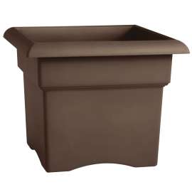 Bloem 57314CH Deck Box Planter, 14 in W, Square, Plastic, Chocolate
