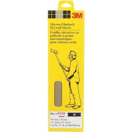 3M 80-MICRON Drywall Sheet, 11-1/2 in L, 3-5/16 in W, 180 Grit, Fine