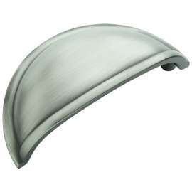 Amerock Cup Pulls Series BP53010AS Cup Cabinet Pull, 3-7/16 in L Handle, 1-5/8 in H Handle, 1 in Projection, Zinc