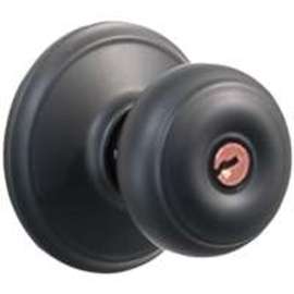 Schlage Georgian Series F51A V GEO 622 Keyed Entry Knob, Solid Brass/Zinc, Matte