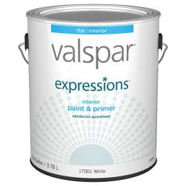 Valspar Expressions 005.0017001.007 Paint and Primer, Flat, White, 1 gal Can