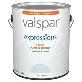 Valspar Expressions 005.0017061.007 Interior Paint and Primer, Semi-Gloss, White, 1 gal