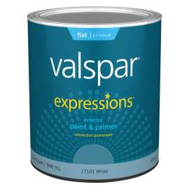 Valspar 005.0017101.005 Exterior House Paint, Flat, White, 1 qt