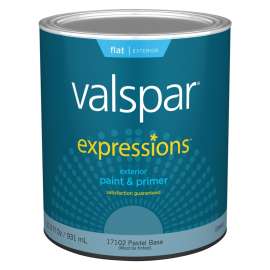 Valspar 005.0017102.005 Exterior House Paint, Flat, Pastel Base, 1 qt