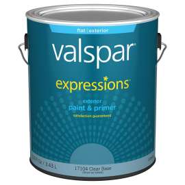 Valspar Expressions 005.0017104.007 Paint and Primer, Flat, Clear Base, 1 gal