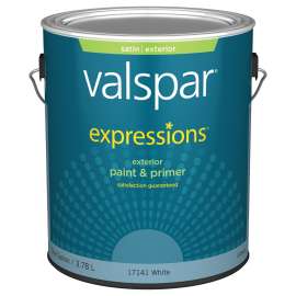 Valspar 005.0017141.007 Exterior House Paint, Satin, White, 1 gal