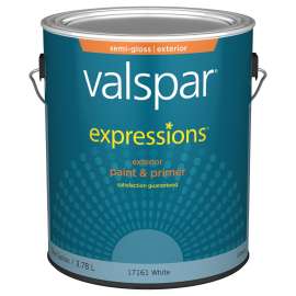 Valspar 005.0017161.007 Exterior House Paint, Semi-Gloss, White, 1 gal