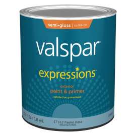 Valspar EXPRESSIONS 005.0017162.005 Exterior Paint and Primer, Semi-Gloss, 1 qt