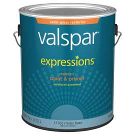 Valspar 005.0017162.007 Exterior House Paint, Semi-Gloss, Pastel Base, 1 gal