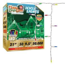 Holiday Bright Lights LEDBX-T570IC-MU Icicle Light Set, 70-Lamp, LED Lamp, Multi-Color Light, 9-1/2 ft L