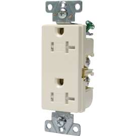 Arrow Hart TR6352 TR6352W-BOX Duplex Receptacle, 2 -Pole, 20 A, 125 V, Back, Side Wiring, NEMA: 5-15R, White