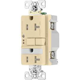 EATON TRSGFNL20V GFCI Receptacle, 125 V, 20 A, NEMA: NEMA 5-20R, Back and Side Wiring, Ivory