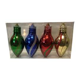 Hometown Holidays 99103 Bulb Ornament, 100 mm H, PVC, Assorted