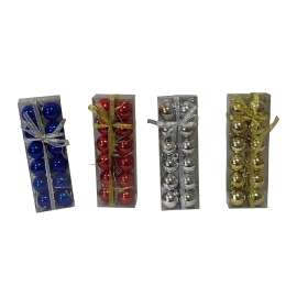 Hometown Holidays 99851 Matte/Shiny Ball Christmas Ornament, 30 mm H, PVC, Blue/Gold/Red/Silver