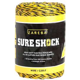 Zareba Sure Shock HDW656YA-Z Heavy-Duty Polywire, 3-Conductor, Aluminum Conductor, 656 ft L