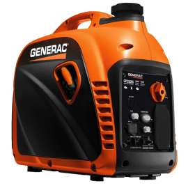 GENERAC GP 8250 Inverter Generator, 18.3 A, 120 VAC, 2200 to 2500 W Output, Gasoline, 1 gal Tank, Orange Housing