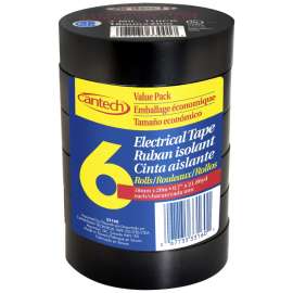 Cantech 331-60 Electrical Tape, 20 m L, 18 mm W, Vinyl Backing, Black