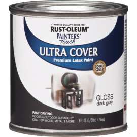 RUST-OLEUM PAINTER'S Touch 1986730 Brush-On Paint, Gloss, Dark Gray, 0.5 pt Can