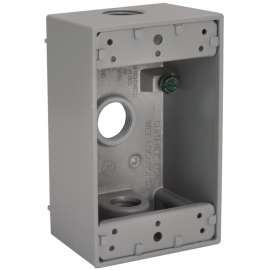 HUBBELL 5320-5 Weatherproof Box, 3 -Outlet, 1 -Gang, Aluminum, Gray, Powder-Coated