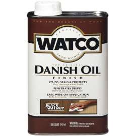 WATCO 65341 Danish Oil, Black/Walnut, Liquid, 1 qt, Can