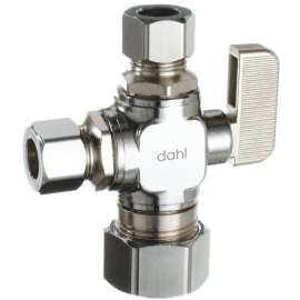 DAHL 511-33-31-31 Ball Valve, 5/8 x 3/8 x 3/8 in Connection, Compression, Manual Actuator, Brass Body
