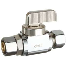 DAHL mini-ball 511-41-31 Straight Retrofit Valve, 3/8 in Connection, Female Compression x Compression, 250 psi Pressure