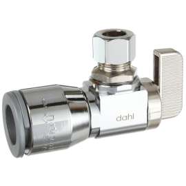 DAHL mini-ball 611-QG3-31/211 Stop Valve, 1/2 x 3/8 in Connection, Compression, 125 psi Pressure, Manual Actuator
