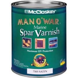 McCloskey Man O' War 080.0007505.005 Marine Spar Varnish, Satin, Clear, Liquid, 1 qt, Can