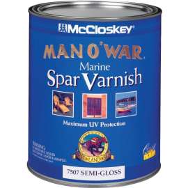 McCloskey Man O' War 080.0007507.005 Marine Spar Varnish, Semi-Gloss, Clear, Liquid, 1 qt, Can
