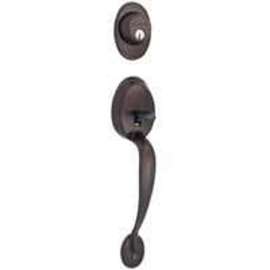 Schlage Plymouth Series F58PLY613 Handleset, Keyed Different Key, Brass, Oil-Rubbed Bronze, 2-3/8 x 2-3/4 in Backset