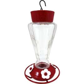 Stokes Select Royal 38135 Bird Feeder, 28 oz, 4-Port/Perch, Glass/Plastic, Red, 10-3/4 in H