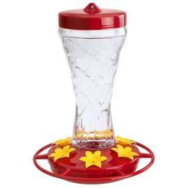 Stokes Select Paradise 38231 Bird Feeder, 14 oz, 6-Port/Perch, Glass/Plastic, Red, 9.62 in H