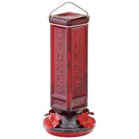 Stokes Select 38261 Bird Feeder, 19 oz, 4-Port/Perch, Glass, Red, 10.6 in H