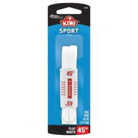 Kiwi 70438 Shoelaces, Flat, White, 45 in L