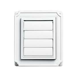BUILDERS EDGE 140037079001 Exhaust Vent, 8 in OAL, 7 in OAW, 12 sq-in Net Free Ventilating Area, White