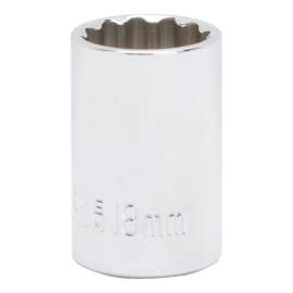 Vulcan MT6529952 Drive Socket, 18 mm Socket, 1/2 in Drive, 12-Point, Chrome Vanadium Steel, Chrome