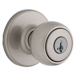 Weiser Fairfax Series 9GAC5310-069 Entry Door Knob, 1-15/16 in Dia Knob, Satin Nickel