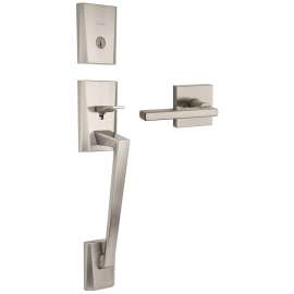 Weiser Camino x Halifax Series GLA8471 CMH/HFL15 Single-Lock Handleset, 2 Grade, Satin Nickel, 2-3/8, 2-3/4 in Backset