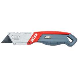 Crescent Wiss WKF1 Utility Knife, 0.025 in L Blade, 10-Blade, Soft-Grip Black/Red/Silver Handle
