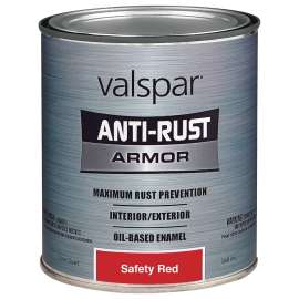 Valspar Anti-Rust Armor 044.0021827.005 Enamel Paint, Gloss, Safety Red, 1 qt, Can