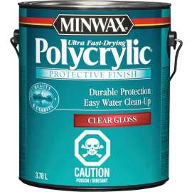 Minwax Polycrylic 32004 Protective Finish, Gloss, Liquid, Clear, 1 gal, Can