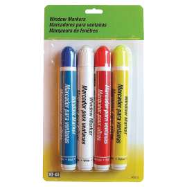 HY-KO 40613 Window Marker, Non-Toxic, Rain-Resistant, Blue/Red/White/Yellow