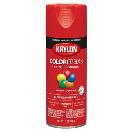 Krylon COLORmaxx K05503007 Spray Paint, Gloss, Red, 12 oz, Aerosol Can