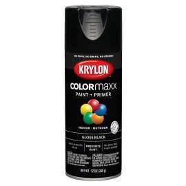 Krylon COLORmaxx K05505007 Spray Paint, Gloss, Black, 12 oz, Aerosol Can