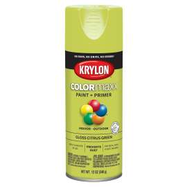 Krylon COLORmaxx K05512007 Spray Paint, Gloss, Citrus Green, 12 oz, Aerosol Can