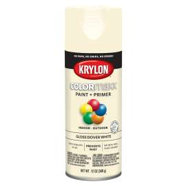 Krylon COLORmaxx K05516007 Spray Paint, Gloss, Dover White, 12 oz, Aerosol Can